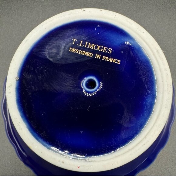 Limoges France Cobalt Blue and Gold “The Proposal” Andre Prevot Trinket Dish - Picture 5 of 13